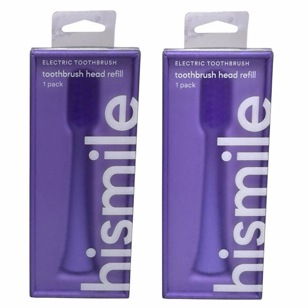 Hismile Electric Toothbrush Head Refill 2 Packs PURPLE W/ Purple Bristles.  New!